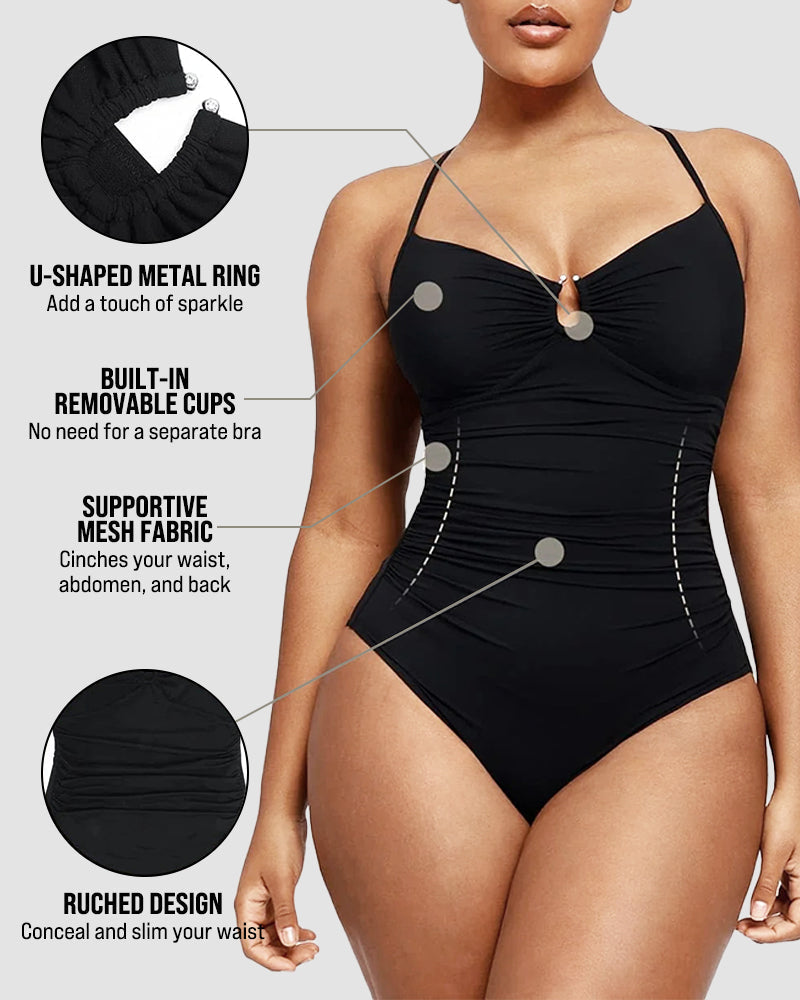 Shaping Swimsuit Elegant Sculpt with U‑Ring Cut‑Out