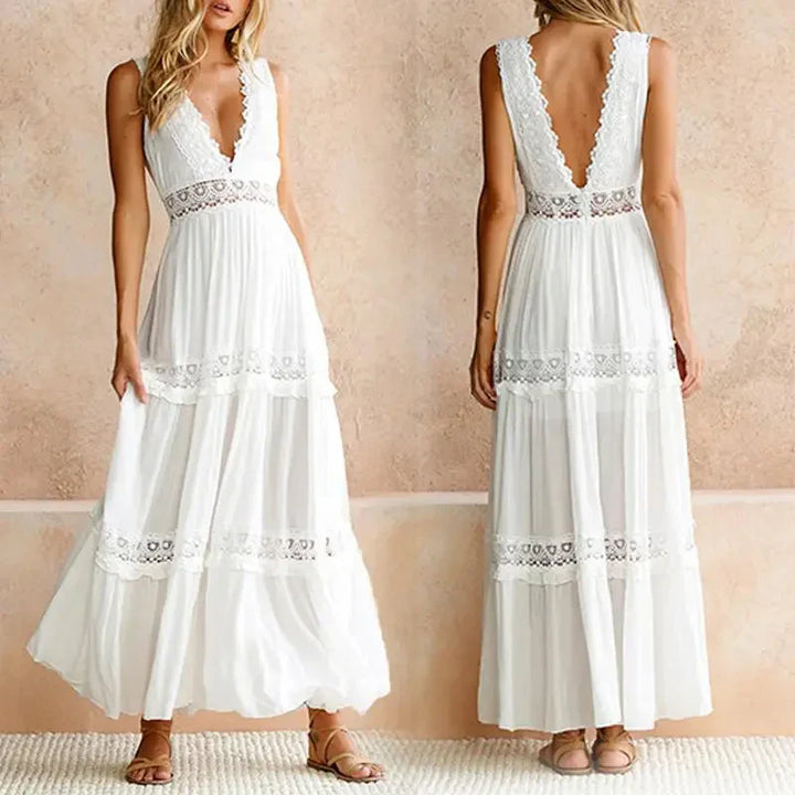 LONA™ | Lace dress with V-neck