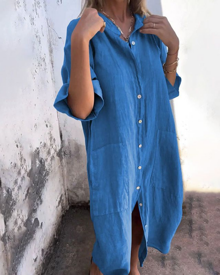 MELANY – Ibiza Style Casual Shirt Dress in Knee Length