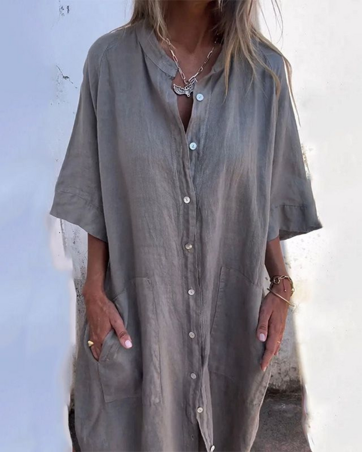 MELANY – Ibiza Style Casual Shirt Dress in Knee Length