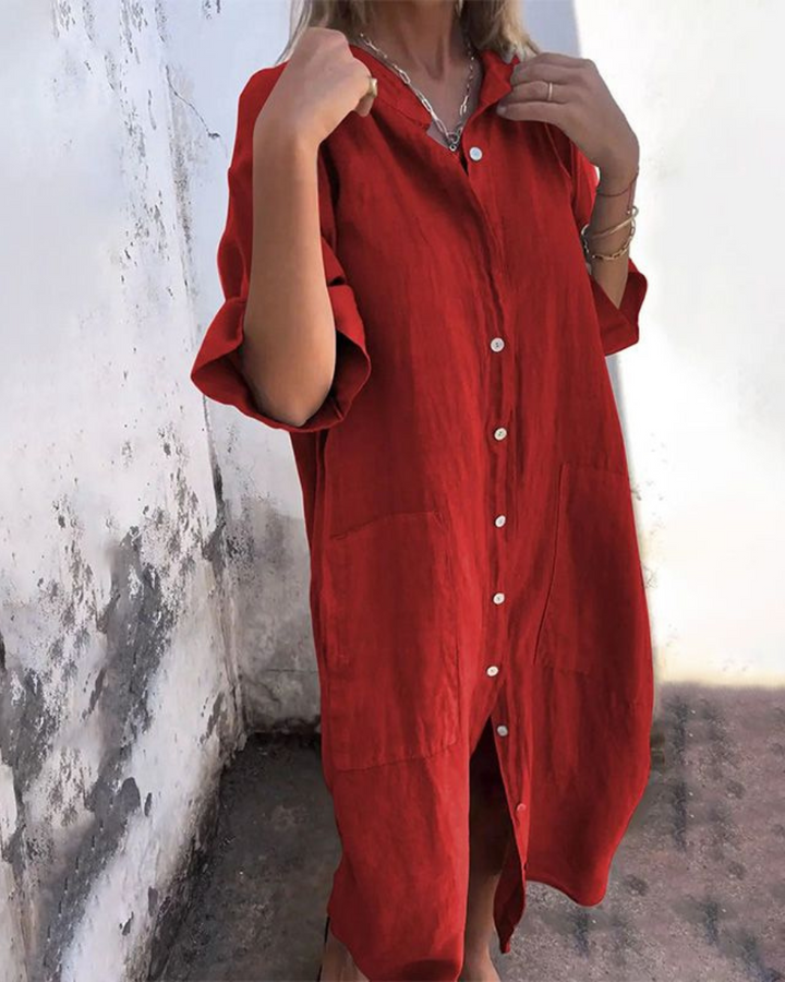 MELANY – Ibiza Style Casual Shirt Dress in Knee Length