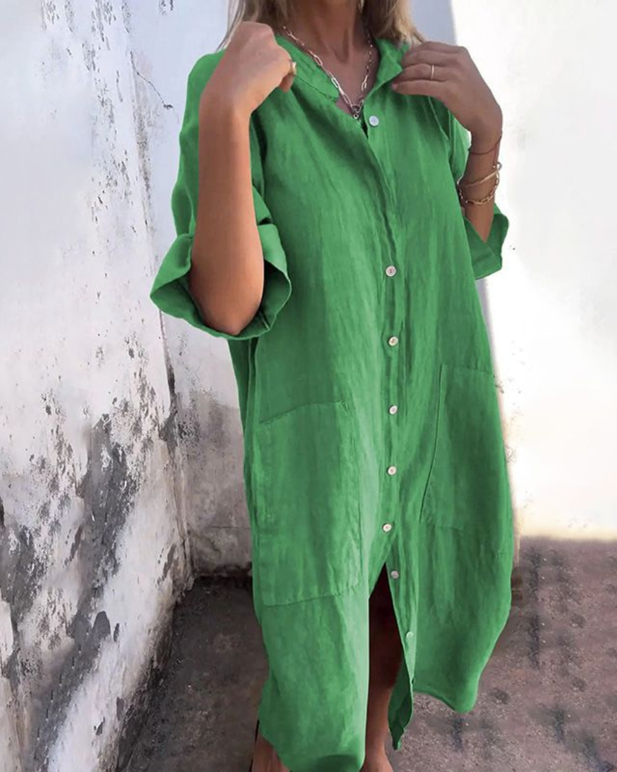 MELANY – Ibiza Style Casual Shirt Dress in Knee Length