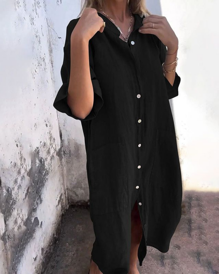 MELANY – Ibiza Style Casual Shirt Dress in Knee Length